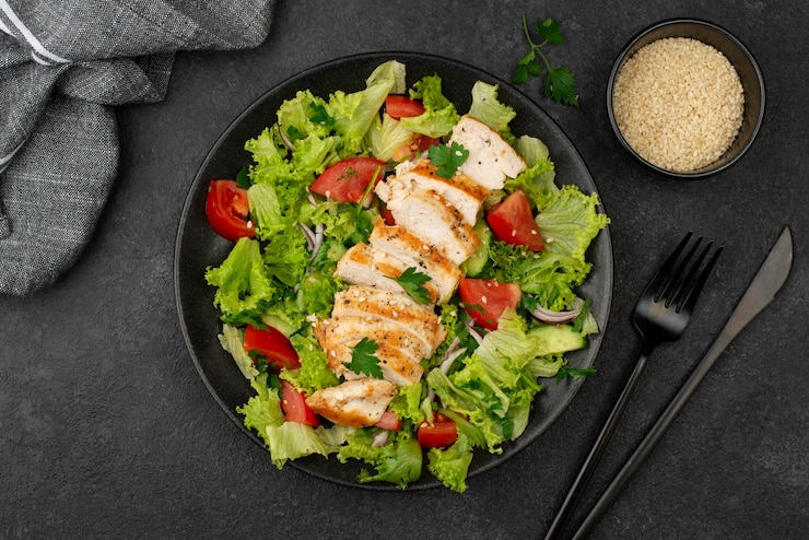flat-lay-salad-with-chicken-sesame-seeds_23-2148700369