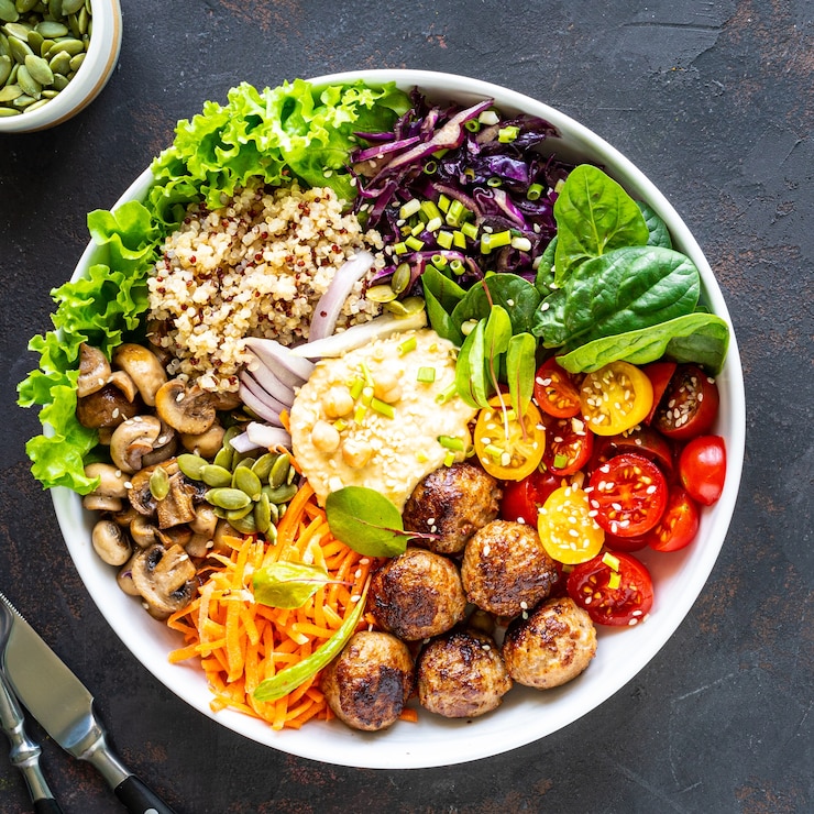 grilled-chicken-rice-spicy-chickpeas-avocado-cabbage-pepper-buddha-bowl_127032-1996